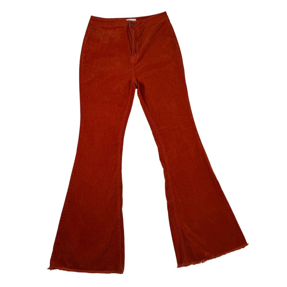 CELLO 70's Flare Orange Corduroy Velvet Women's 9 Pants High-Rise Hippie Boho